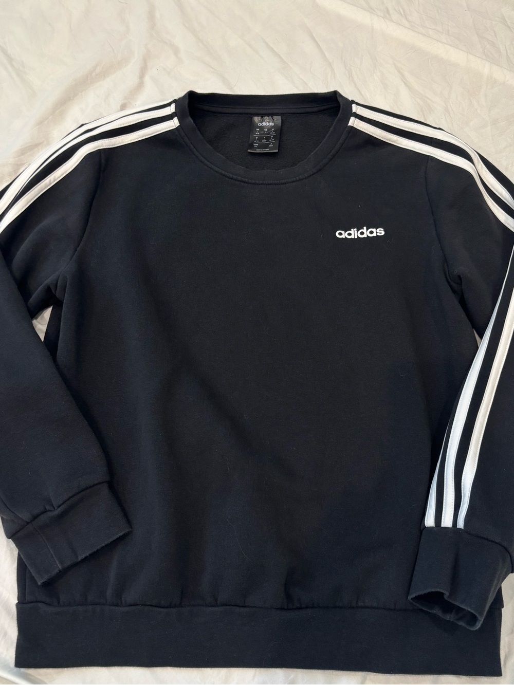 adidas Black Crewneck with White Stripes